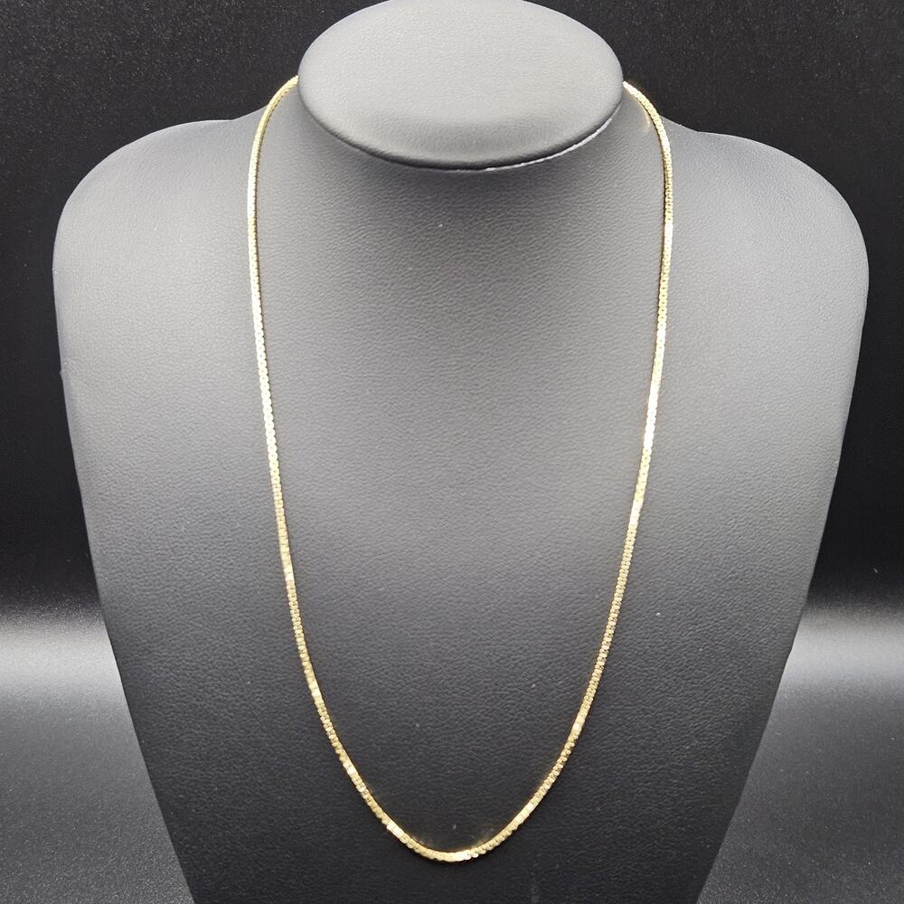 UnoAErre 14K Gold Box Chain Necklace 15" 3.5g Italy Solid Yellow Gold Designer